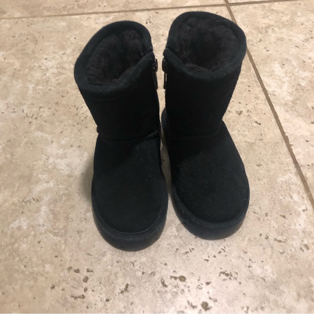Bear Paw Suede Black Sherpa Lined Boots Toddler Baby Sz 6C